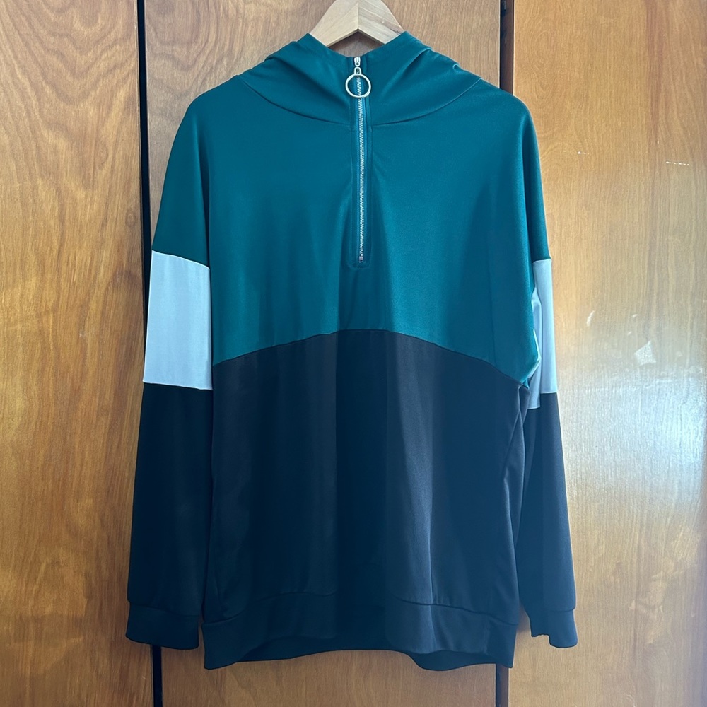 Size 2x SHEIN color block quarter zip hoodie
